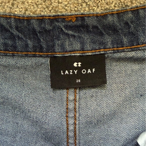 Lazy Oaf Rainbow Bum Jeans in Medium Denim Blue Size 28 Waist Cotton Novelty - Picture 12 of 16